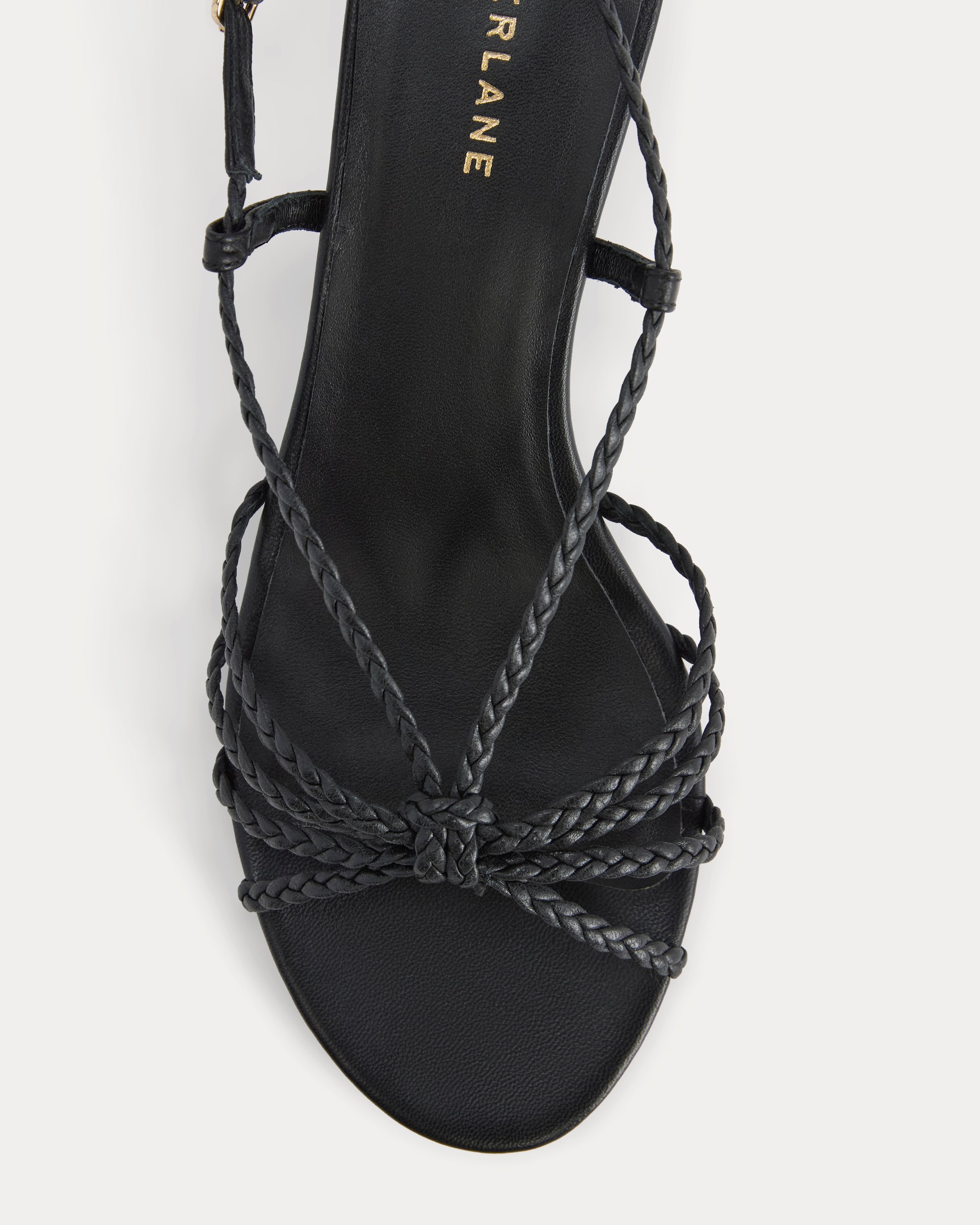 Made in Italy Braided Kitten Heel | Black Leather