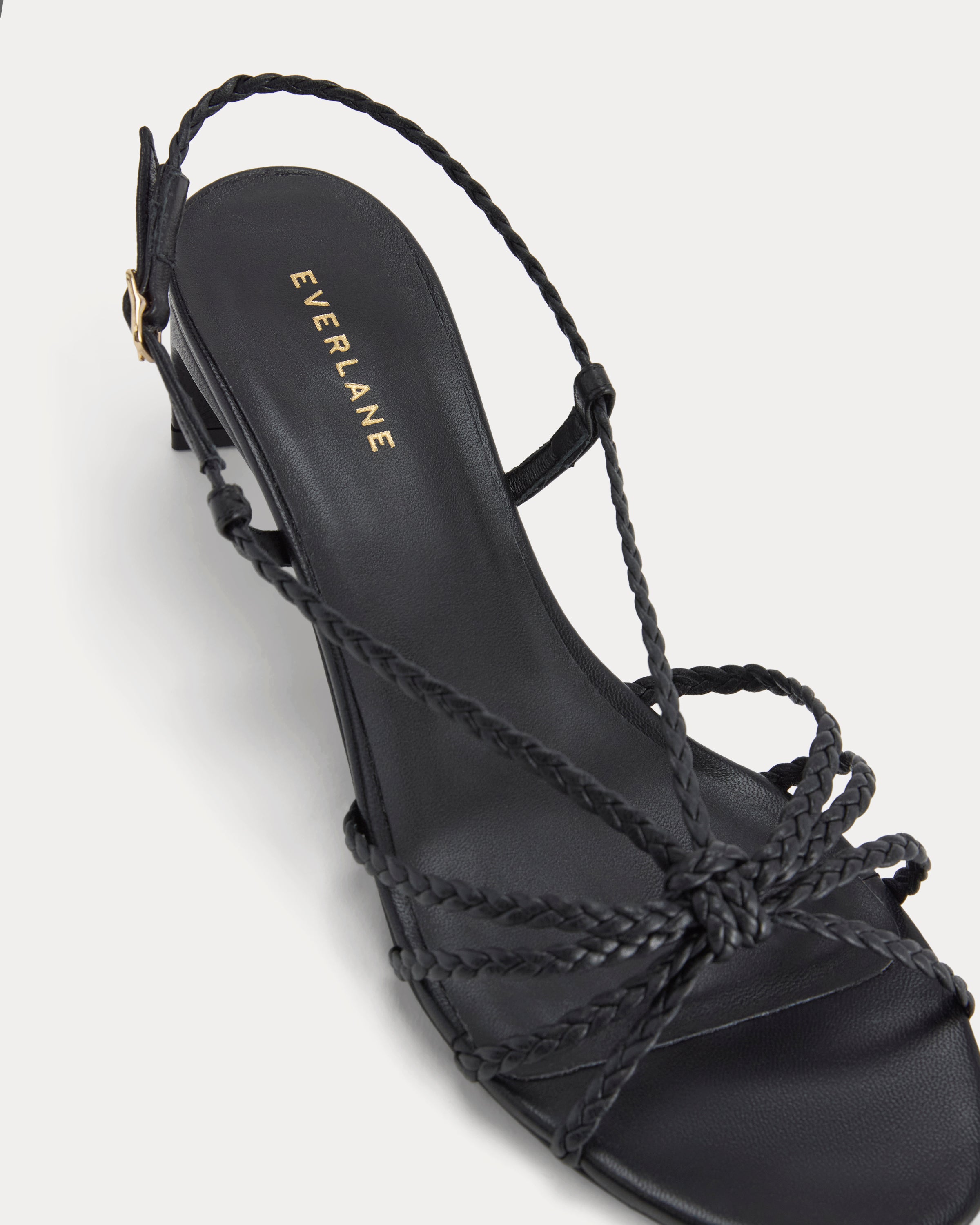 Made in Italy Braided Kitten Heel | Black Leather