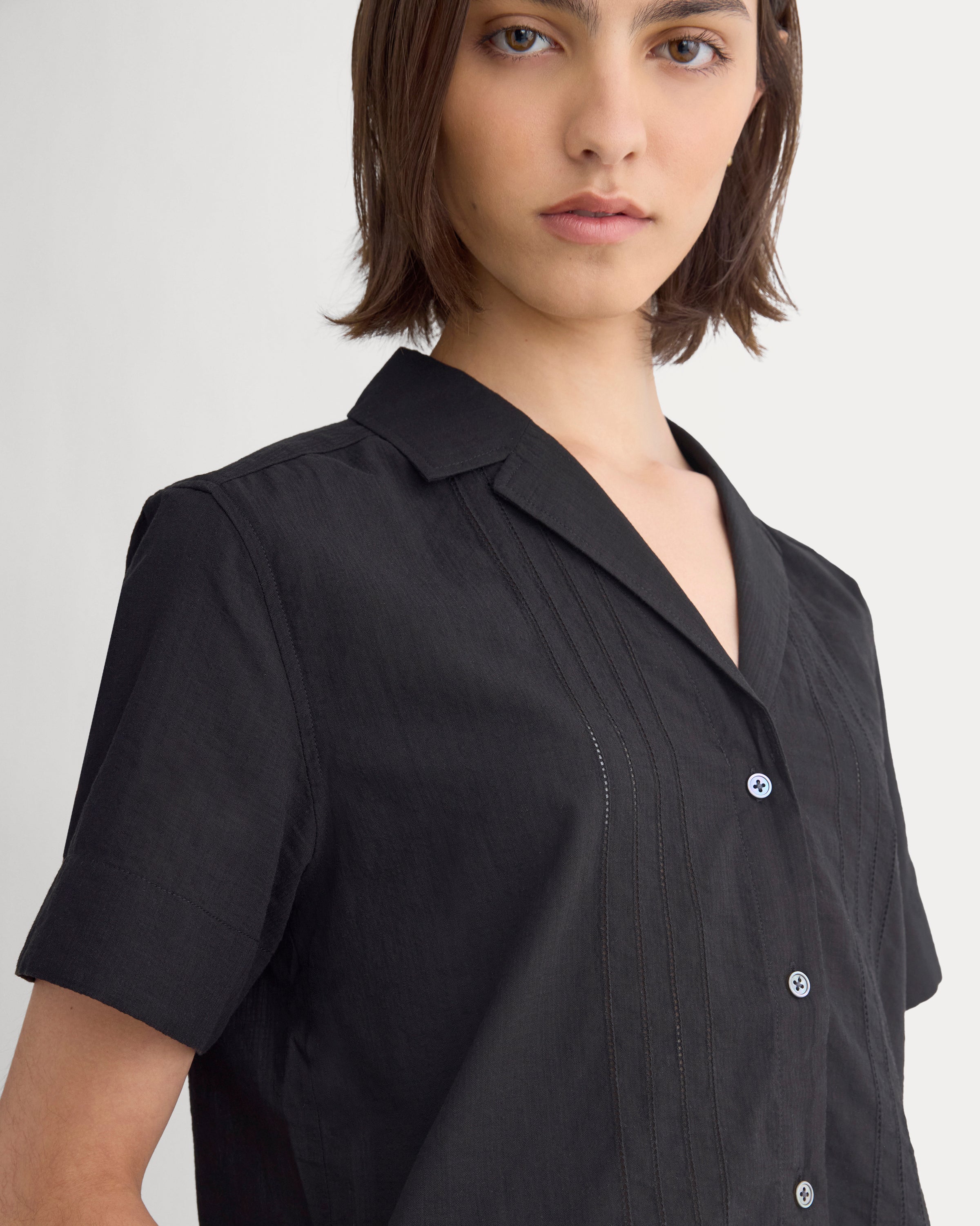 Cotton Gauze Resort Shirt | Black