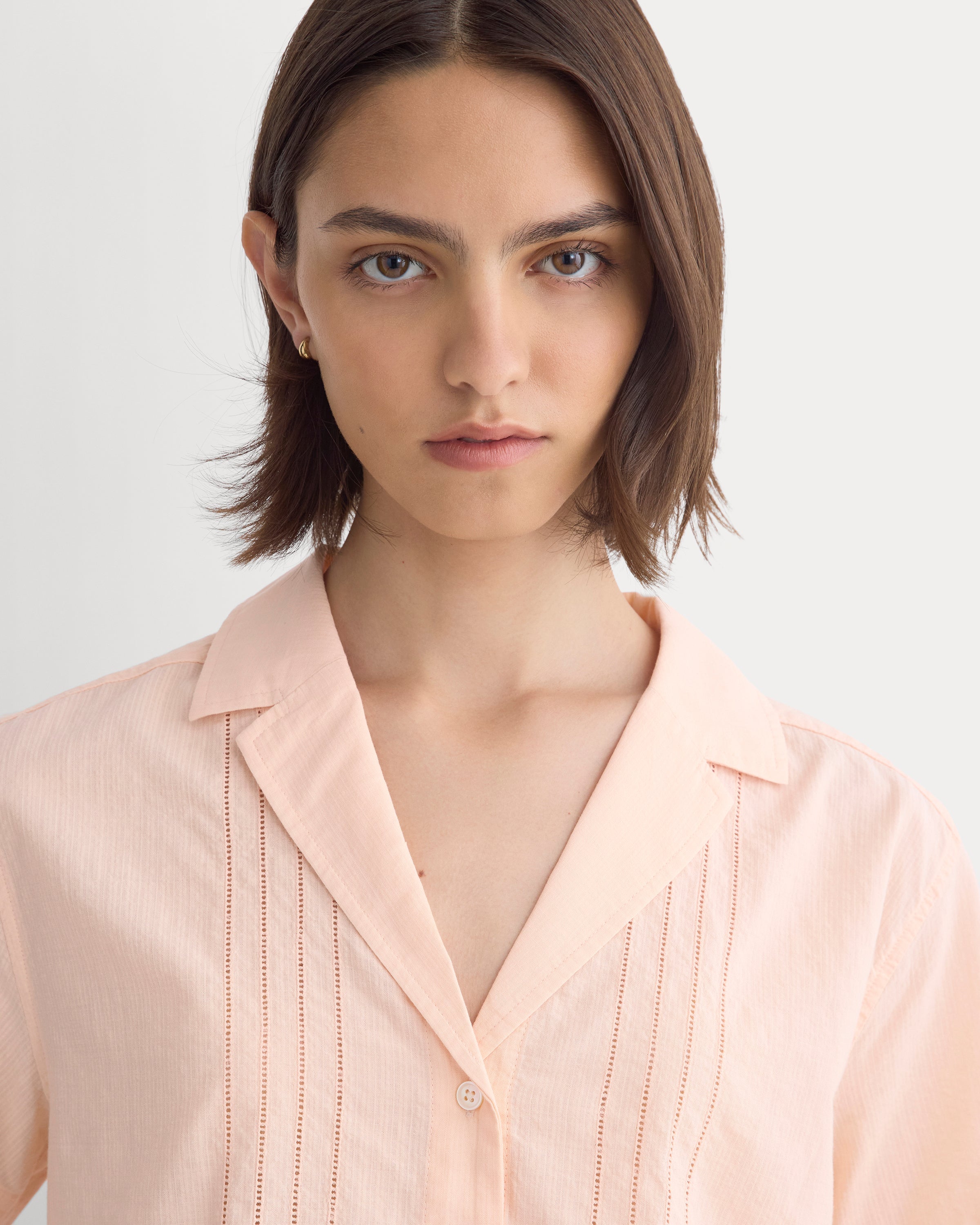 Cotton Gauze Resort Shirt | Pale Peach