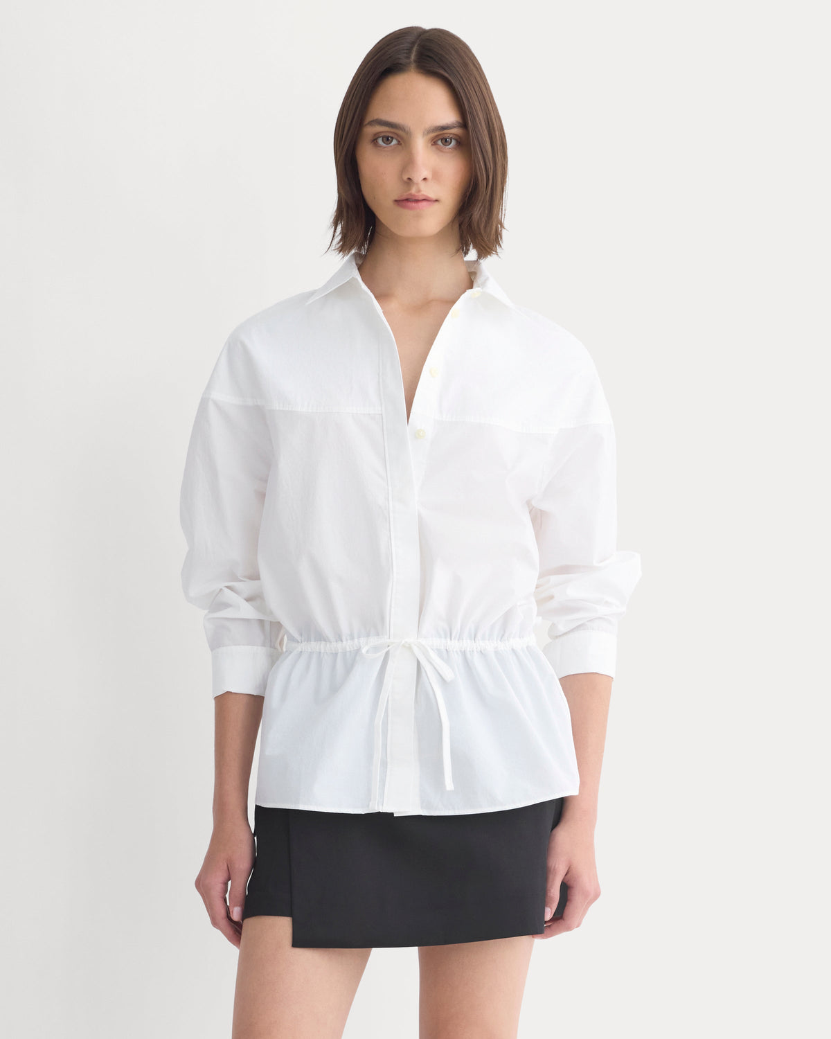 Oversized Cinched Shirt in Ultrasoft Cotton | White