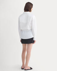 Oversized Cinched Shirt in Ultrasoft Cotton | White