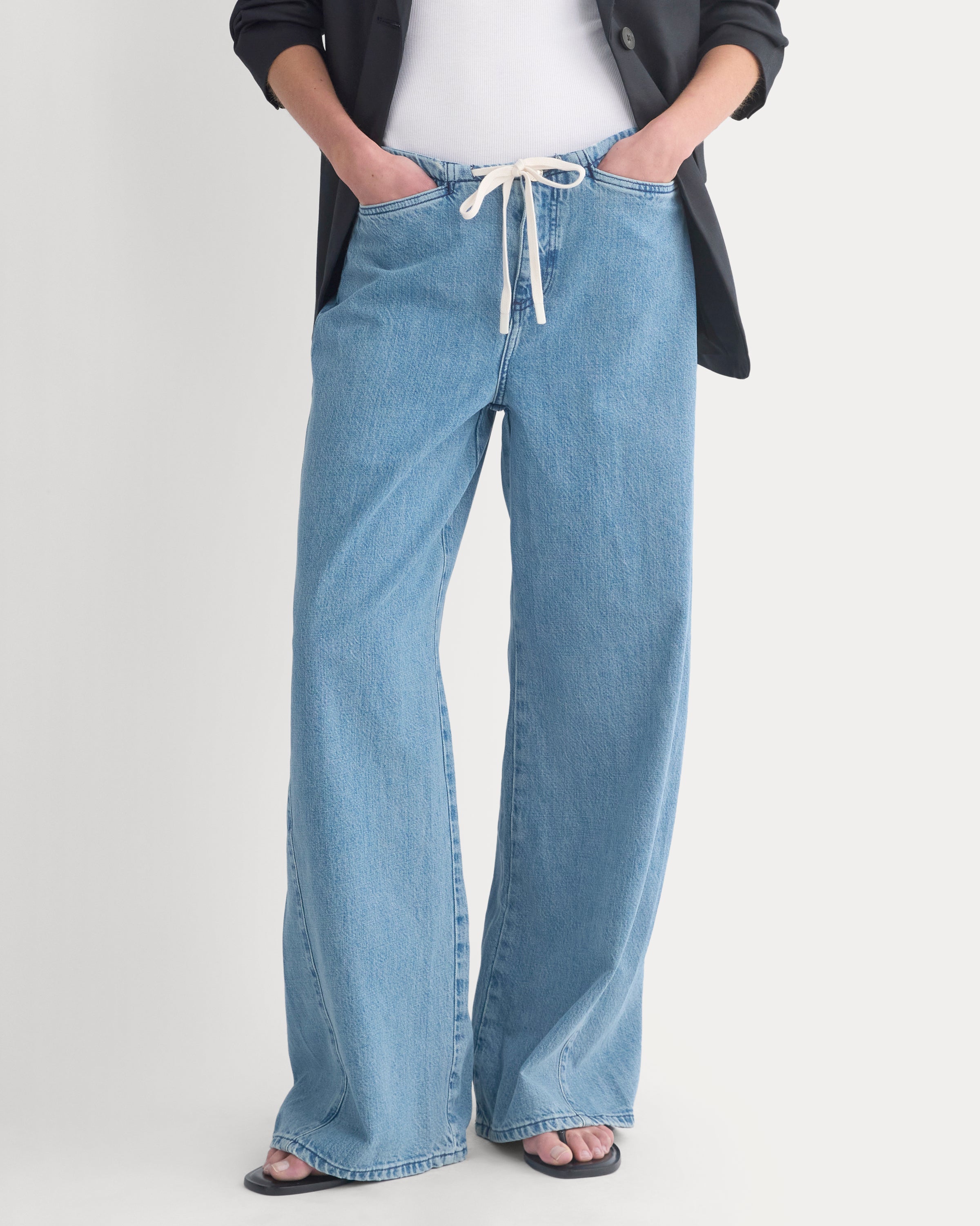 Low-Slung Tie-Front Jean | Medium Indigo