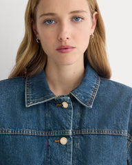 Cropped Trucker Jacket in Denim | Mid Indigo