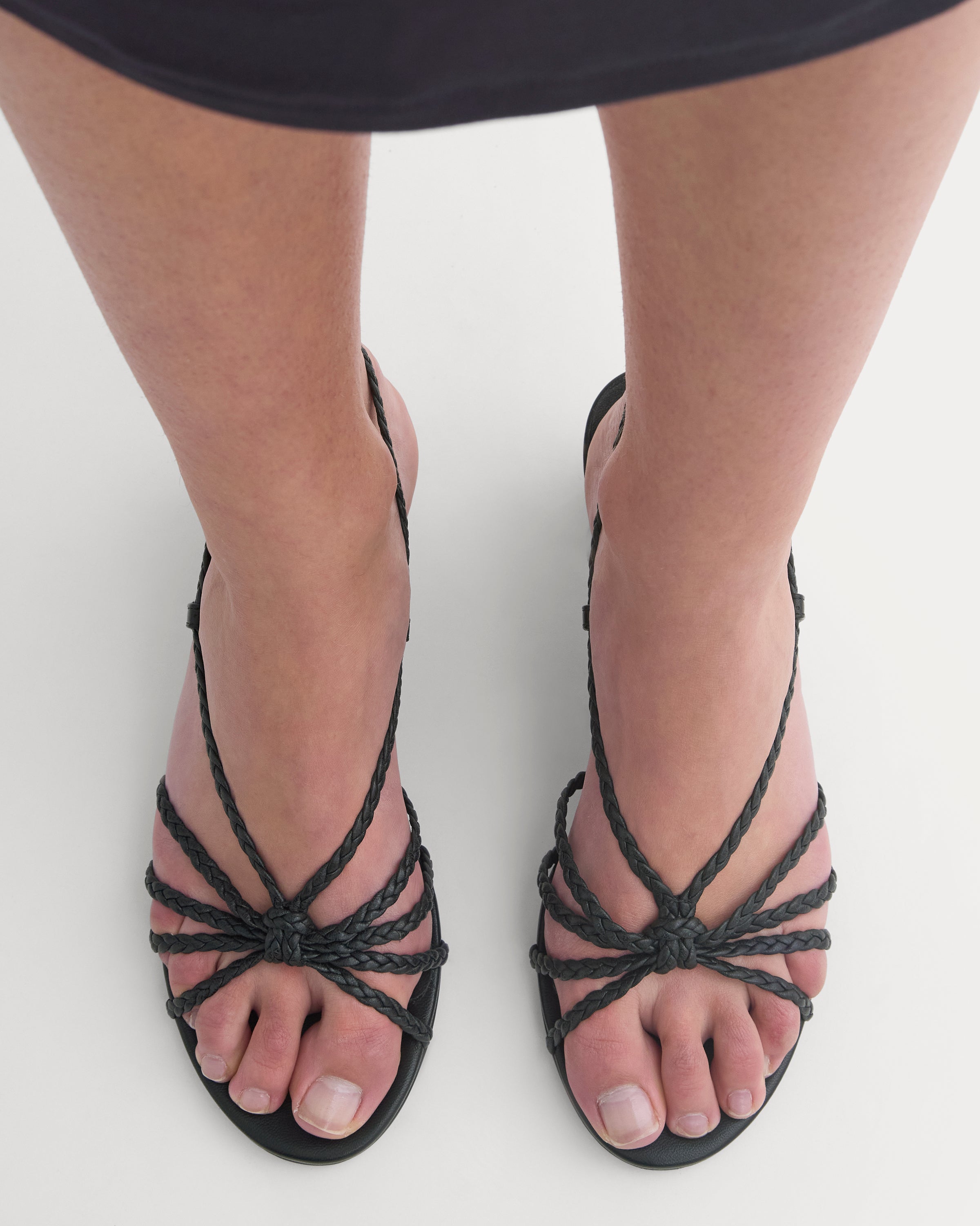 Made in Italy Braided Kitten Heel | Black Leather