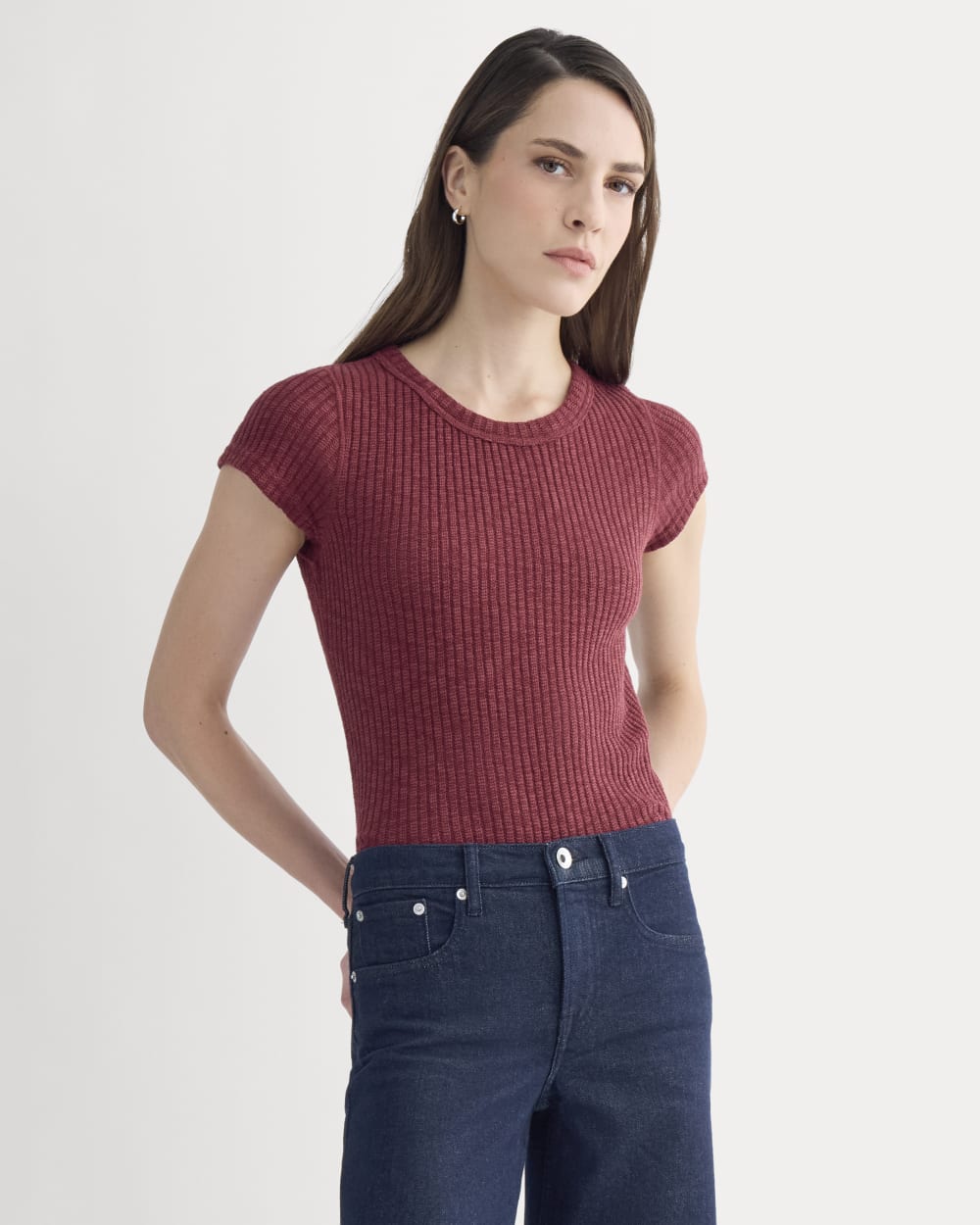 The Cozy Rib Tee | Pomegranate