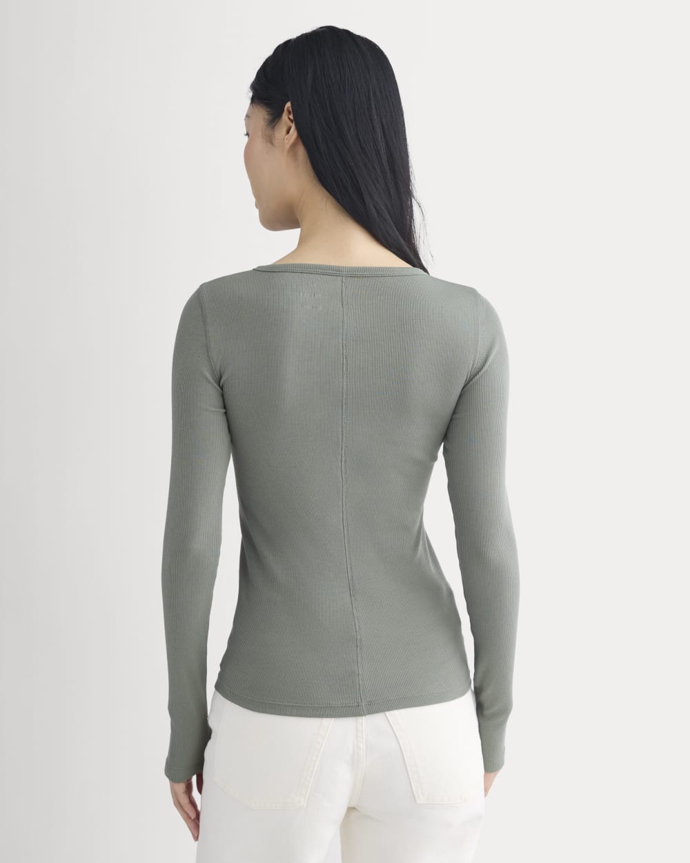 The Luxe Rib Long-Sleeve Crew | Agave Green