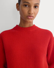 Cropped Ribbed Crew in Everyday Cotton | Fiery Red