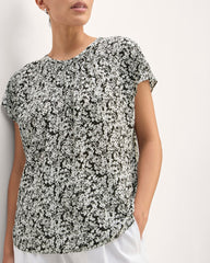 The Gathered Neck Top | Black / Bone Mini Floral