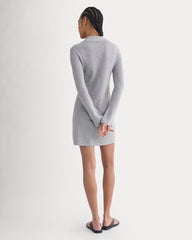 Knit Quarter-Zip Polo Dress | Light Heathered Grey