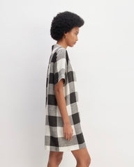 The Shirtdress in Linen | Bone / Black Check