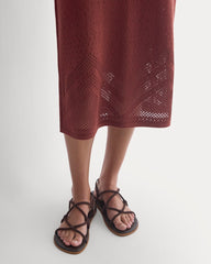 Lace-Knit Maxi Skirt | Henna Red