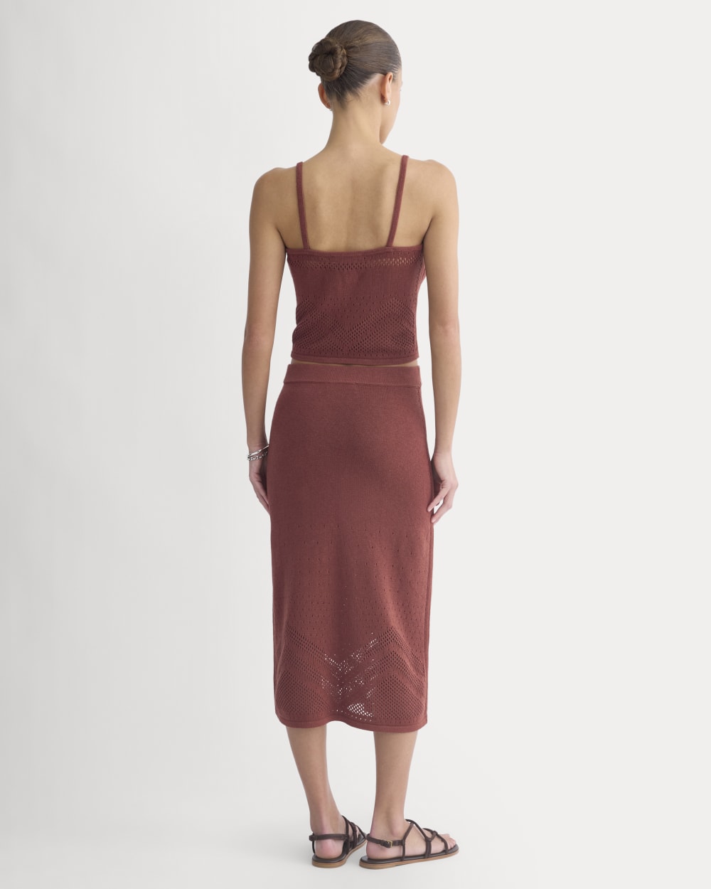 Lace-Knit Maxi Skirt | Henna Red