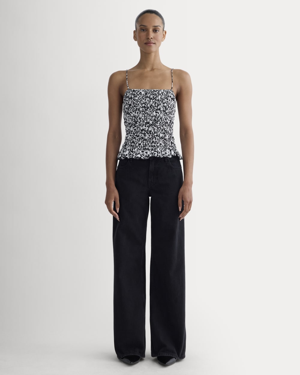 The Smocked Tank | Bone / Black Floral