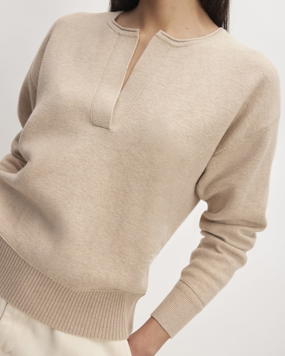 The Cotton-Merino Vintage Henley | Warm Oat Heather