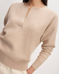 The Cotton-Merino Vintage Henley | Warm Oat Heather