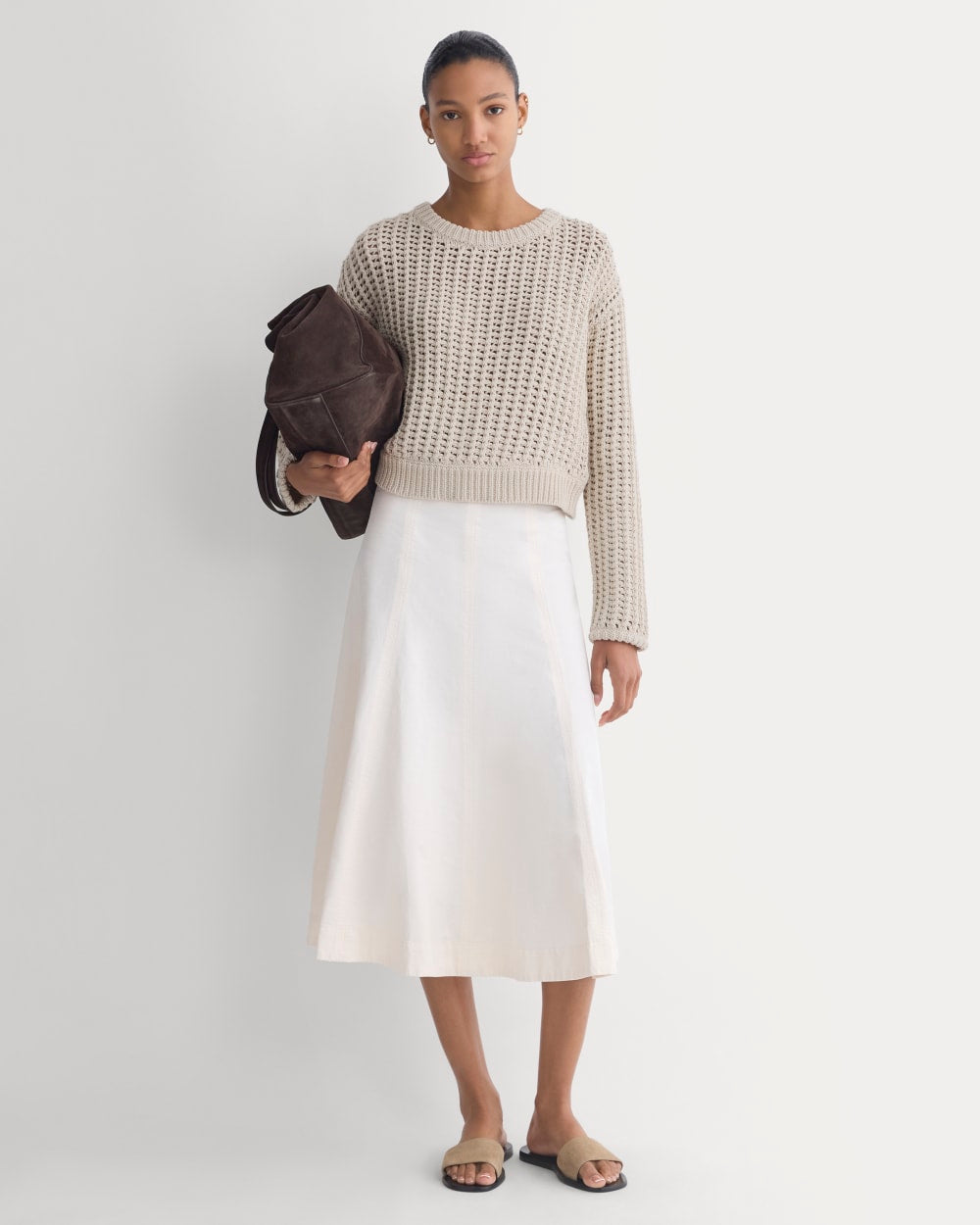 Open-Knit Crew in Elevated Cotton | Peyote