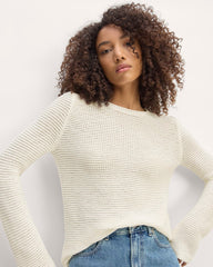 The Organic Cotton Open-Stitch Crew | Bone