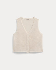 Button-Front Tank in Tape Yarn | Bone