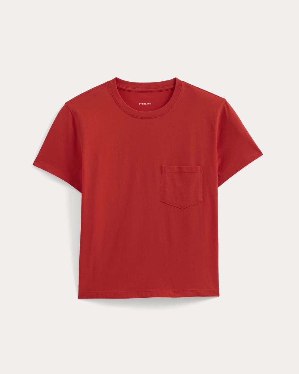The Box-Cut Tee in Essential Cotton | Fiery Red | Pocket