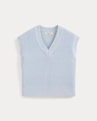 Ribbed V-Neck Vest in Everyday Cotton | Skywriting