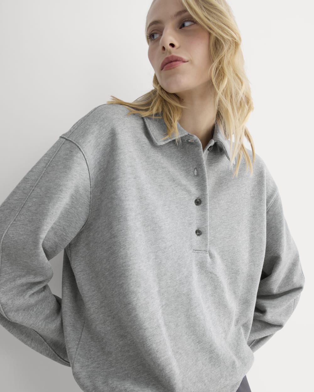Lightweight Terry Polo Sweatshirt | Vintage Heather Grey