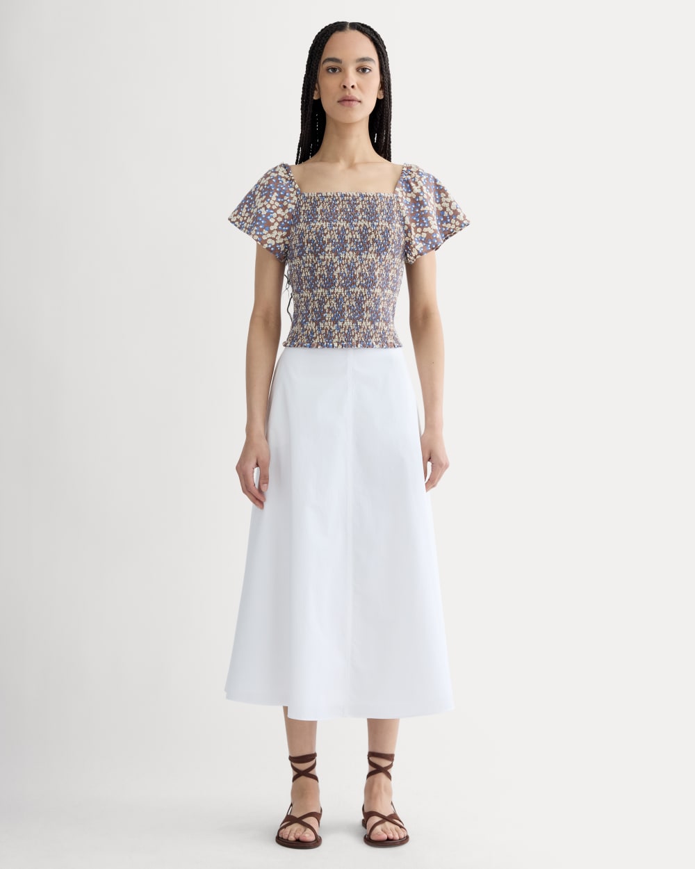 The Gauze Smocked Top | Mocha Floral