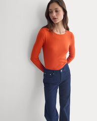The Luxe Rib Long-Sleeve Crew | Rust
