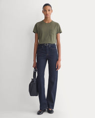 The Box-Cut Tee in Essential Cotton | Olive Night | Pocket