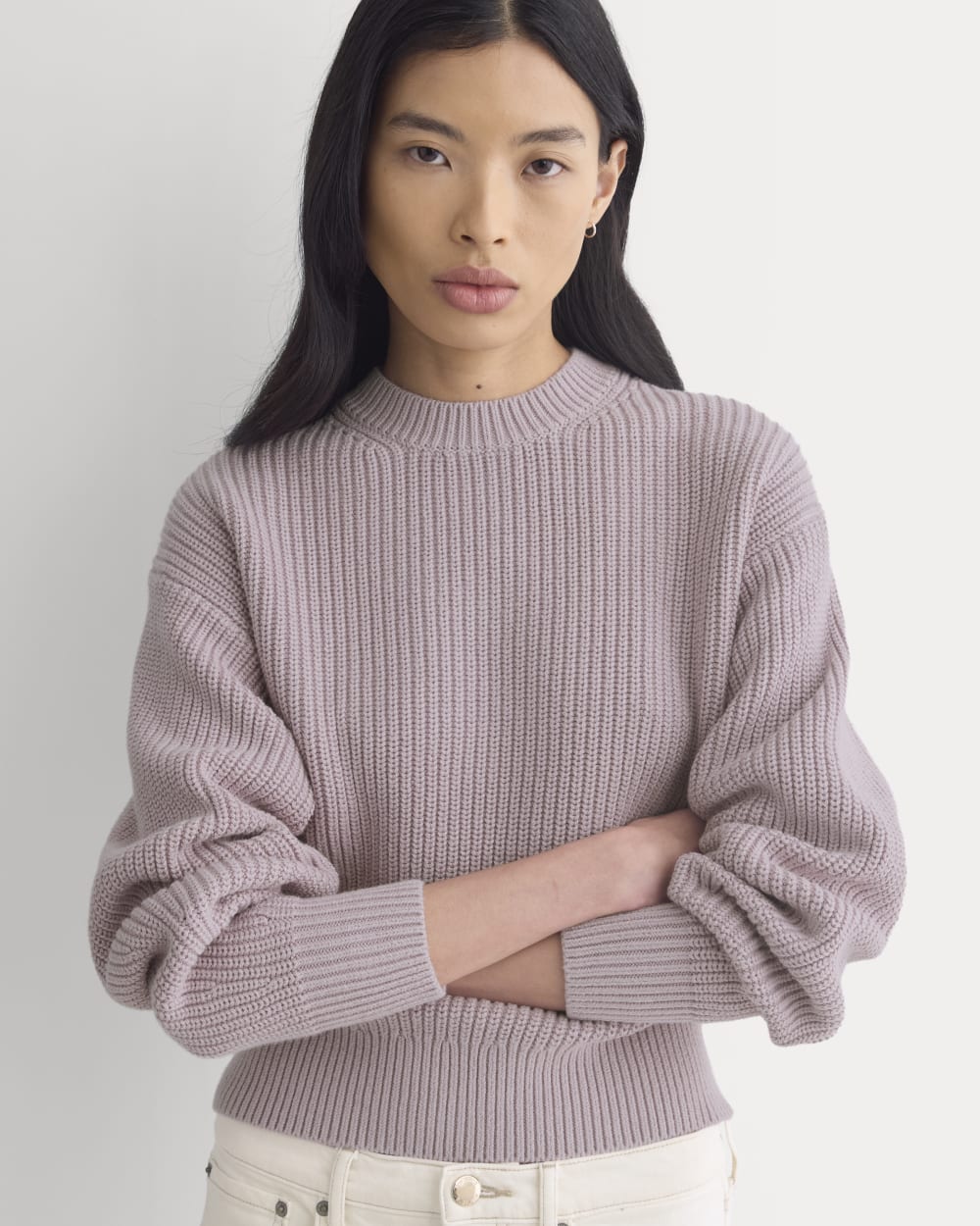 Cropped Ribbed Crew in Everyday Cotton | Burnished Lilac