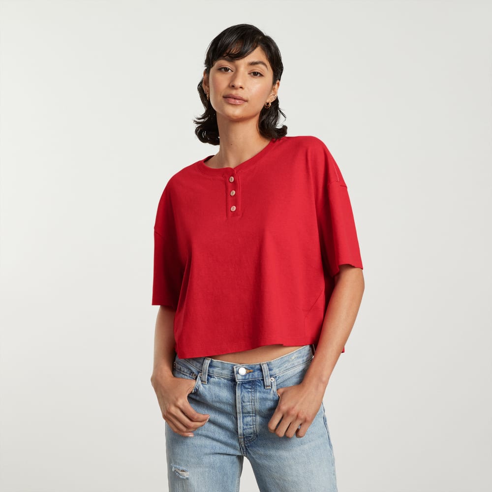 The Vintage Henley Hemp Tee | Goji Berry