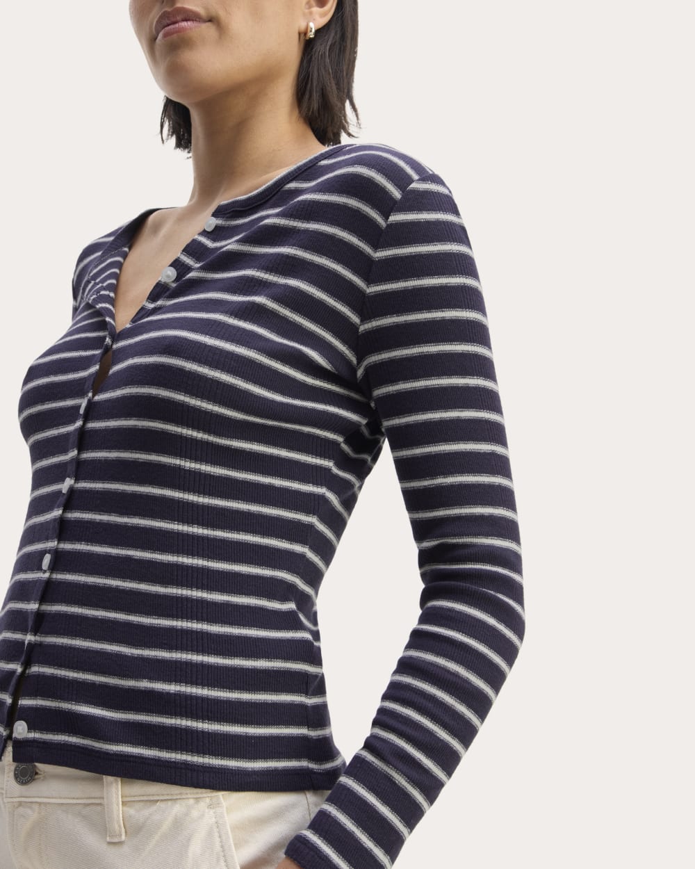 The Vintage Rib Cardigan | Navy / Bone