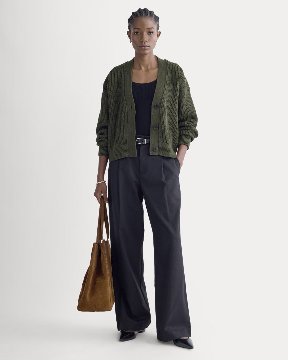 The Boxy Cardigan in Everyday Cotton | Dark Green