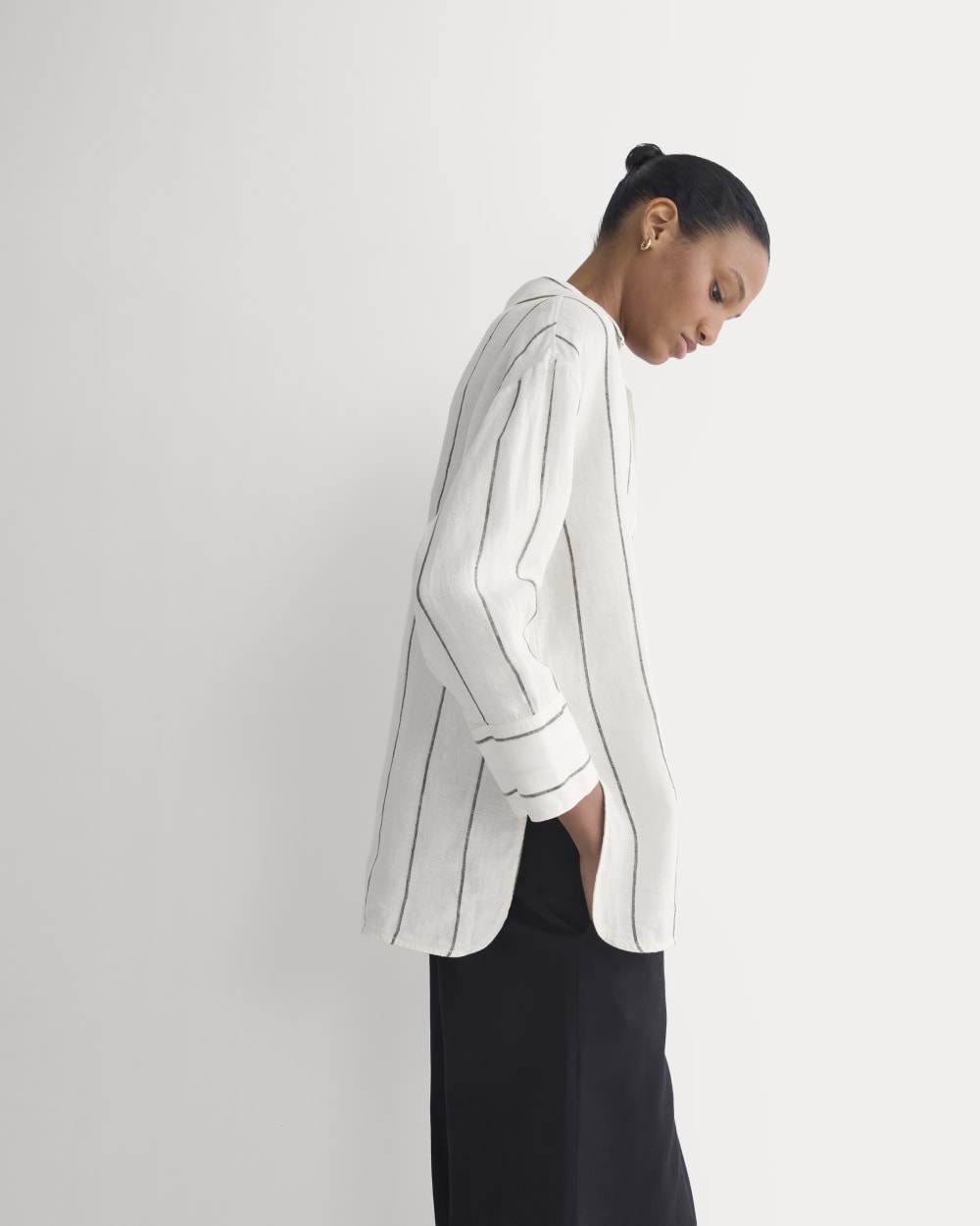 Popover Shirt in Linen | Gardenia/Meteorite