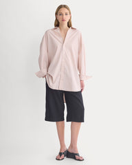 Back-Tie Oversized Shirt in Washed Poplin | Burnished Lilac/Gardenia