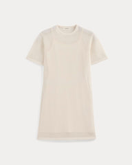 Mesh-Knit Short-Sleeve Dress | Bone