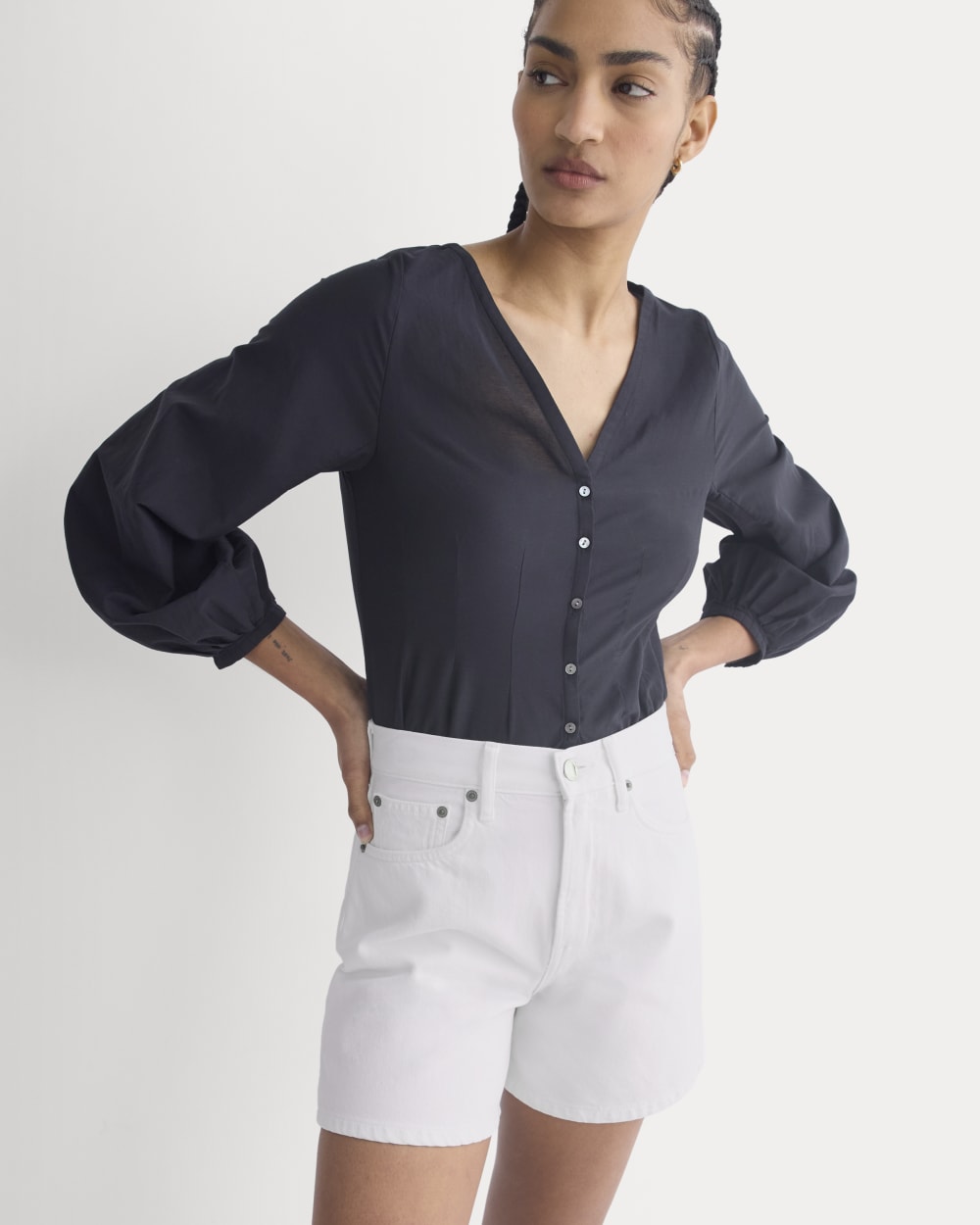 Way-High® A-Line Denim Short | Bright White