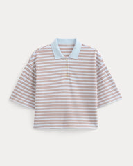Pique Boxy Polo | Skywriting/Henna/Gardenia