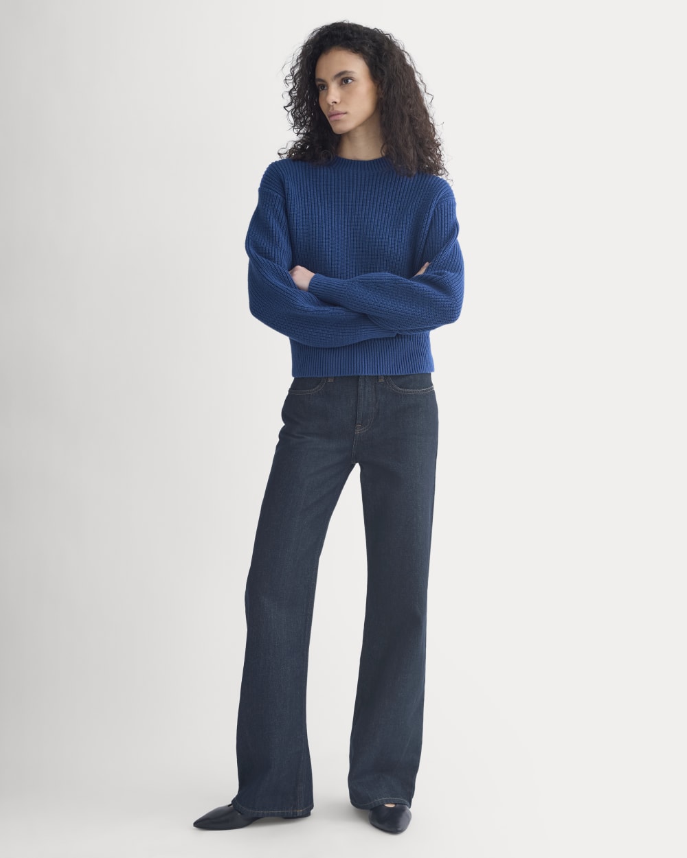 Cropped Ribbed Crew in Everyday Cotton | Estate Blue