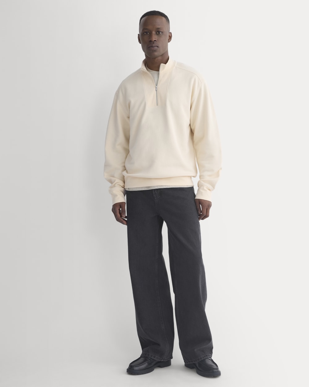 Lightweight Terry Zip Pullover | Parchment
