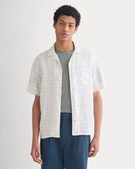 Linen Resort Shirt | Bone Plaid