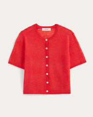 The Air Alpaca™ Short-Sleeve Cardigan | Fiery Red
