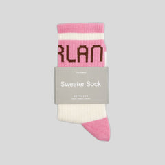 The Ribbed Sweater Sock | Canvas Tan / Fuschia Pink