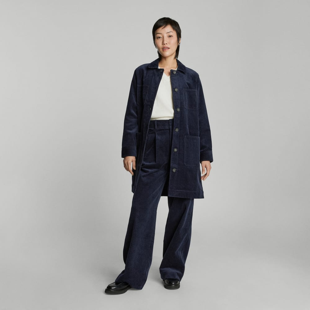 The Corduroy Long Shirt Jacket | Deep Navy