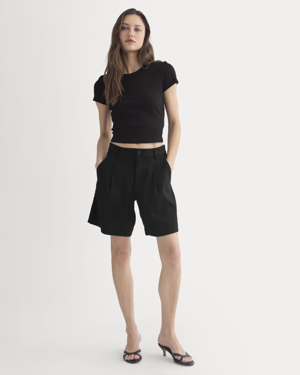 Cropped Crew in Pointelle | Black