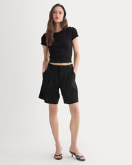 Cropped Crew in Pointelle | Black