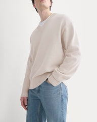Relaxed V-Neck Sweater in Everyday Cotton | Heathered Oat