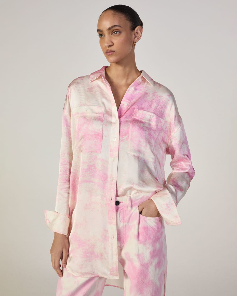 The Everlane x Marques' Almeida Canvas Oversized Barrel Pant | Pink Tie-Dye