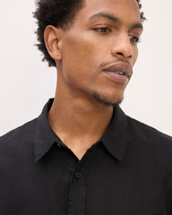 The Linen Straight Hem Shirt | Black