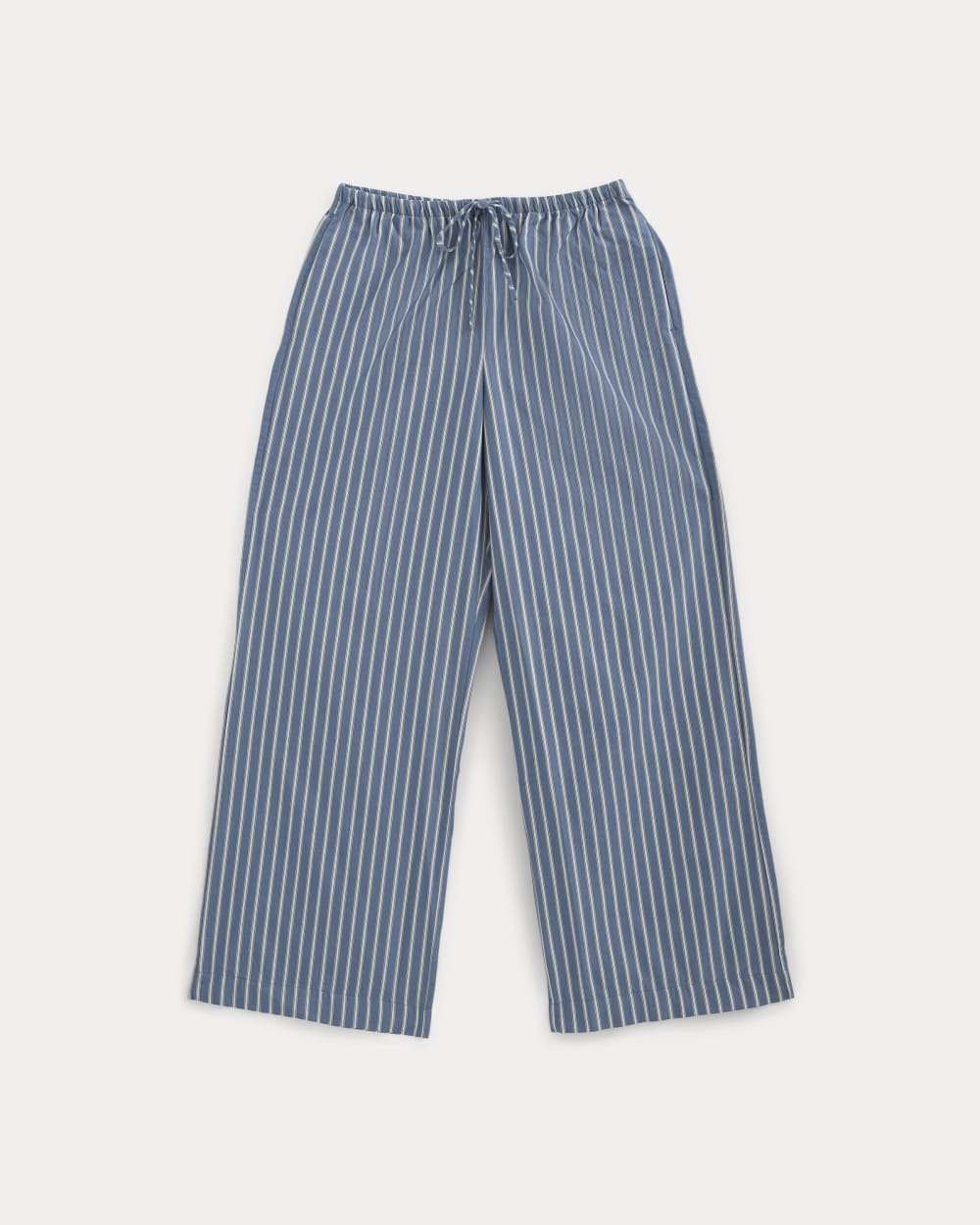 Wide-Leg Drawstring Pant in Washed Poplin | Dutch Blue / Bone